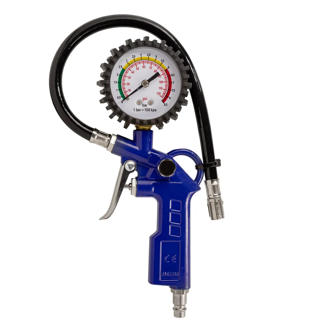 Пистолет для подкачки шин с аналоговым манометром и шлангом, 0-8.5 Bar ForceKraft FK-STG-26