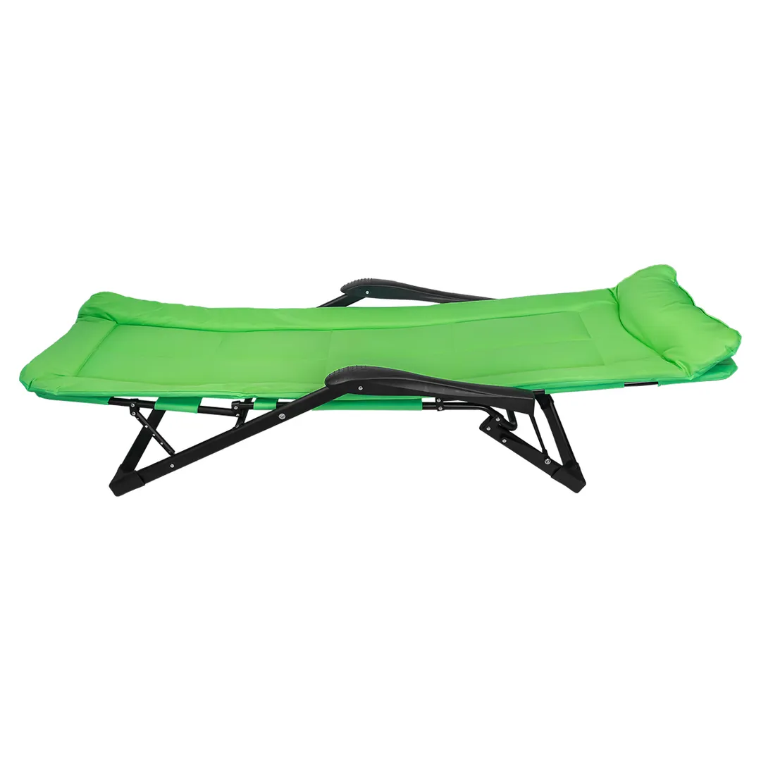Шезлонг складной с подлокотниками на мягкой основе, светло-зеленый, 1780х670х300 мм, до 200 кг WMC TOOLS WMC-FG-HY-8000LG