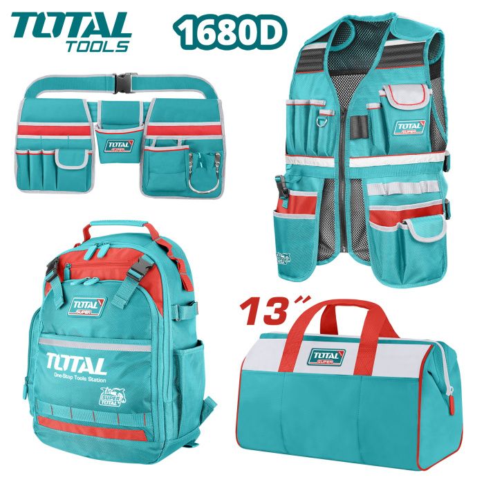 Набор из жилета и сумок для хранения инструментов TOTAL TOS230908 (4 предмета)