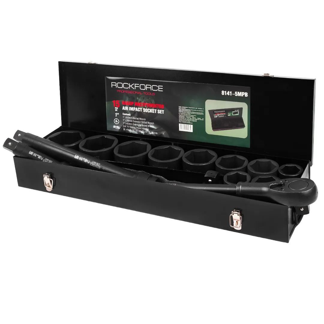 Набор инструментов ударных "Profi" 3/4", 21 пр, 17-36 - 12-гр, 38-50 мм - 6-гр RockForce RF-6213-5MPB