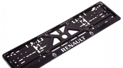 Рамка для номерного знака SILVER с защелкой и надписью "RENAULT" рельефная Mega-Arsenal AB-012R