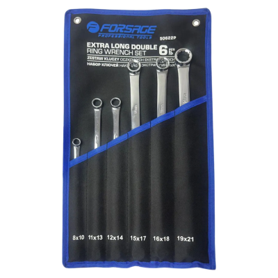 Набор ключей накидных экстра длинных 8х10-19х21 мм 6 пр Forsage F-50622P
