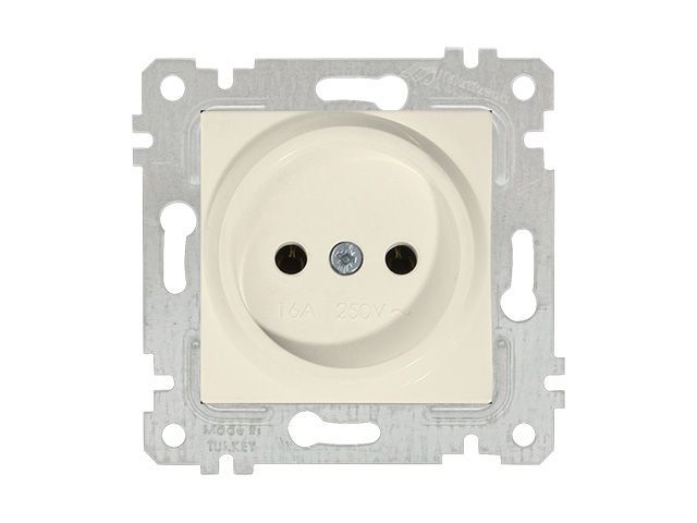 Розетка 1-ая, скрытая, без рамки, б/з, кремовая, RITA, 10 A, 250 V, IP 20, Mutlusan 22006010202