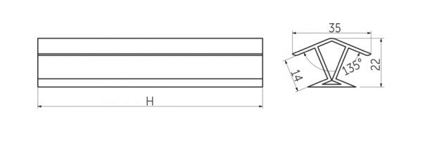 Угол универсальный 135 к цоколю мебельному ПВХ h100 латте RU 104021