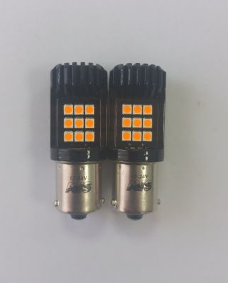 Светодиодная лампочка S123U T15 /желтый/ (BAU15S) 18SMD 3030 12-24V 1 contact, коробка 2 шт. AVS A40838S