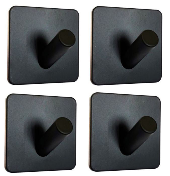 Крючок-вешалка (4 шт.) на клеевой основе, нержавеющая сталь, черный Ledeme L216B-4