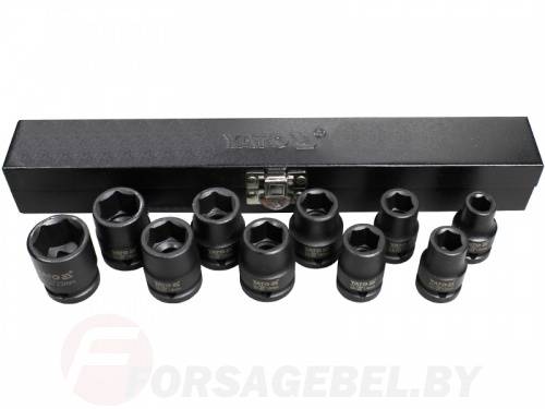 Набор ударных головок 1/2'' 10-22 мм. L39 мм. СrMo 10 пр. Yato YT-1025