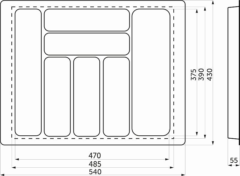 Лоток для столовых приборов 600 MARBLE 540*430, черно-золотой мрамор AKS 117568