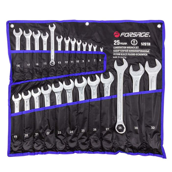 Набор ключей комбинированных 6-гр., 26 пр., 6-28, 30, 32 мм Forsage F-5261H
