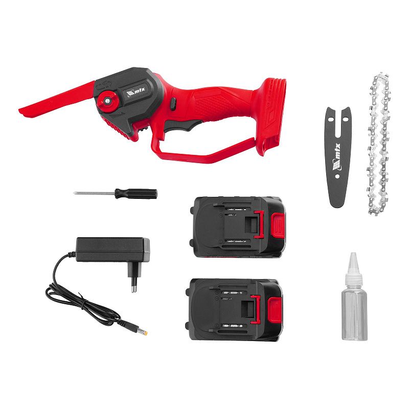 Цепная мини-пила аккумуляторная, MCS-100, шина 100 мм, Li-Ion, 20 В MTX 58640