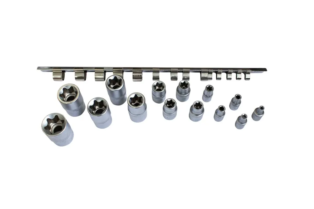 Набор головок Е-профиль Е4-Е24 14 пр. 1/4'',3/8&1/2'' ForceKraft FK-4158