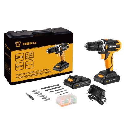 Дрель-шуруповерт аккумуляторная Banger 20V ONE + SET 63 DEKO 083-1043