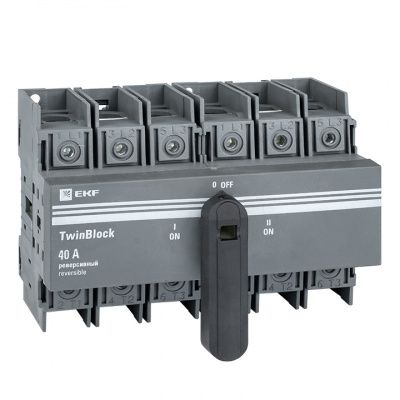 Рубильник 40A 3P реверсивный c рукояткой для прямой установки TwinBlock EKF tb-s-40-3p-rev
