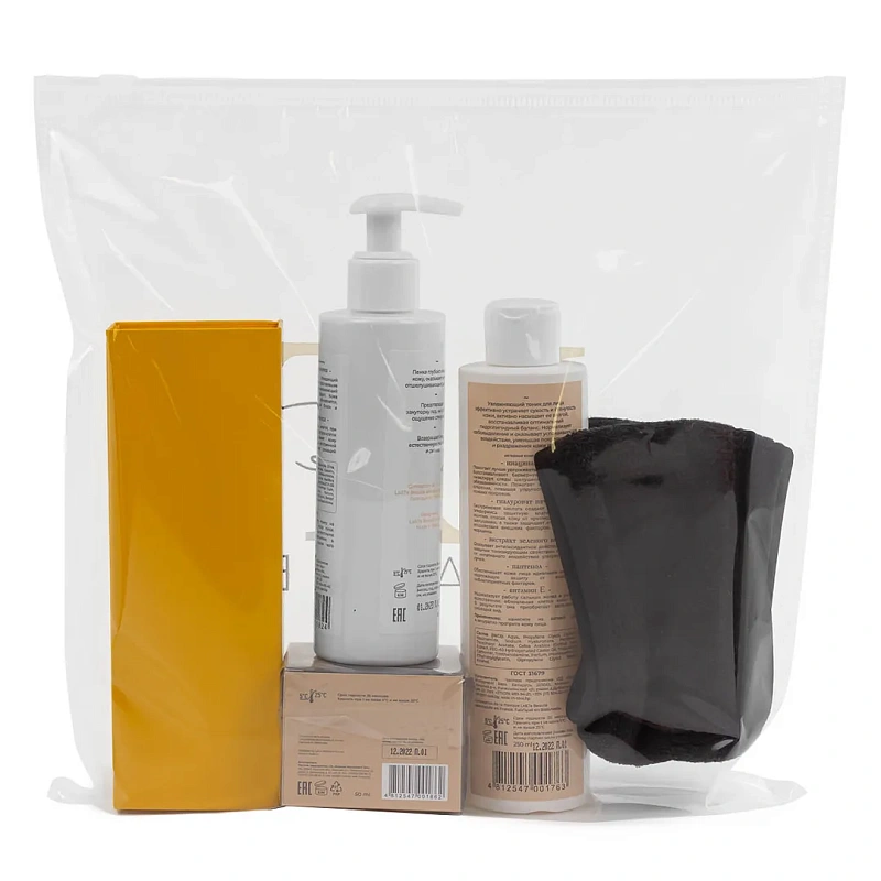 Набор, массажер для кожи вокруг глаз, повязка на голову на липучке, гель-пенка-1824, увлажняющий тоник-1763, крем для лица-1862 La and Te beaute LT-31