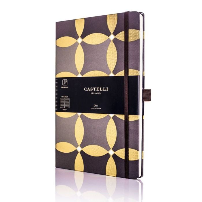 Блокнот Castelli Milano "Oro Circles", А5, 120 листов, линейка, серый, золотистый
