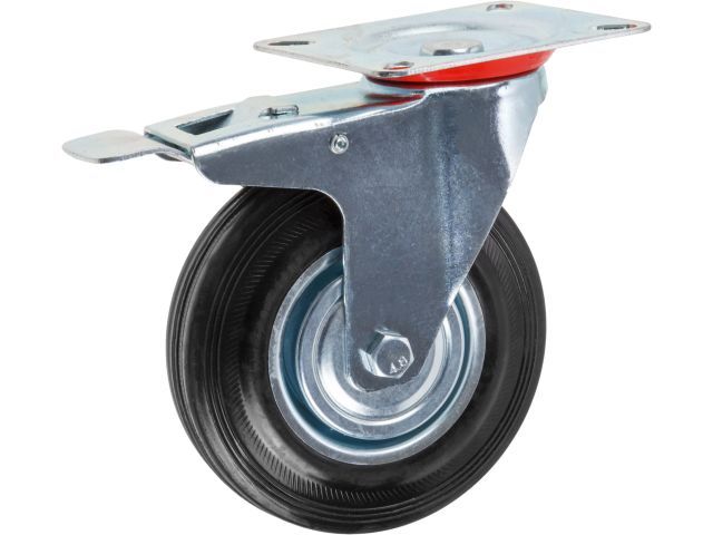 Опора колёсная d-125мм на площадке с фиксатором, резиновая Starfix SMF-49755-1