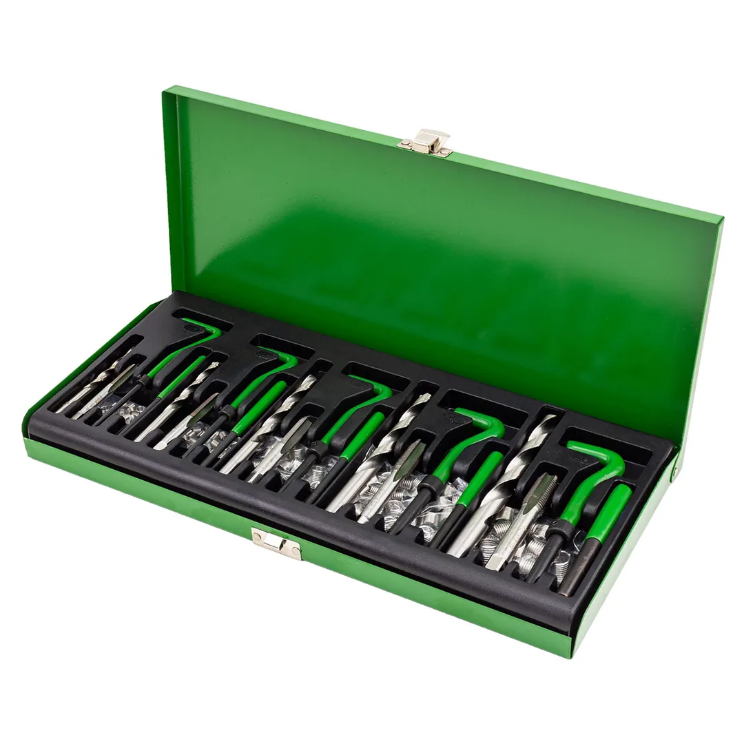 Набор приспособлений и футорок для восстановления резьбы: М5х0,8 М6х1,0 М8х1,25 М10х1,5 М12х1,75 131 пр RockForce RF-9130U1