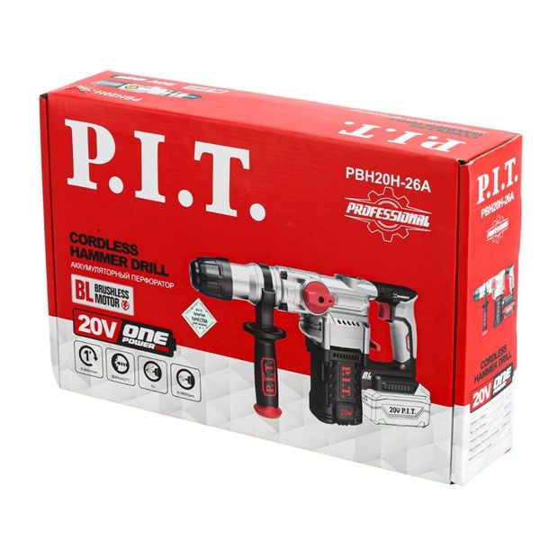 Перфоратор SDS-Plus аккум. бесщеточный SOLO, верт, 20В, 5,0Дж, 3реж, Ø26мм, кор. PIT PBH20H-26A