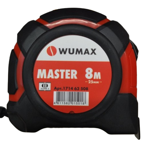 Рулетка измерительная, 8м*25 мм, 2 класс, MASTER, WUMAX 171463508