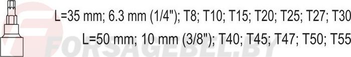 Набор головок-бит TorxTR 1/4''&3/8'' 12 пр. CrV Yato YT-04332