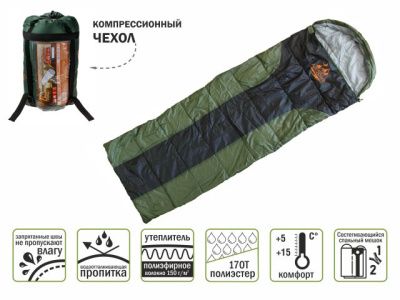 Спальный мешок Coyote Plus, 190+30х5 см ARIZONE 28-170251