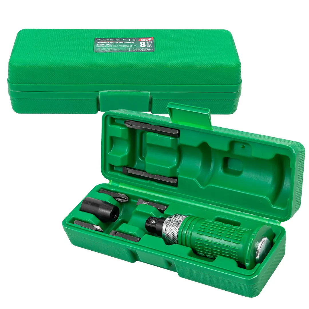 Отвертка ударная с набором бит, 8 пр. RockForce RF-5064E
