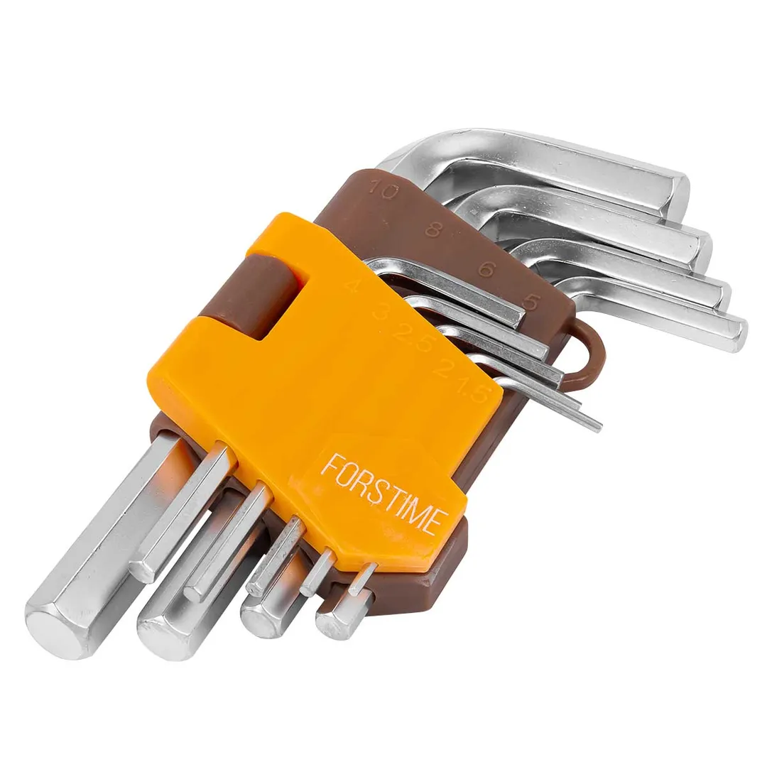 Набор Г-образных ключей HEX (6-гр) 10 пр. 1.5-6, 8, 10 мм FORSTIME FT-5102