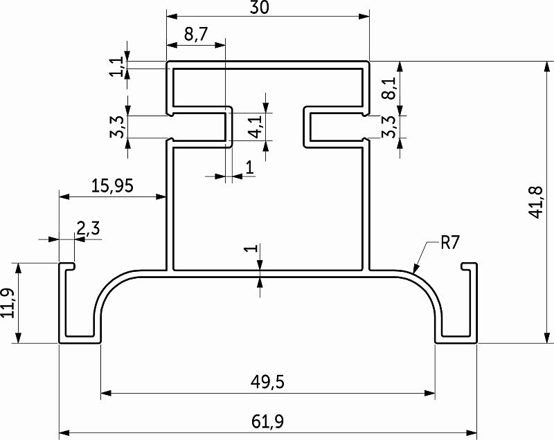 Профиль алюм. GOLA-16 вертикальный средний 5,4 м черный AKS 118408