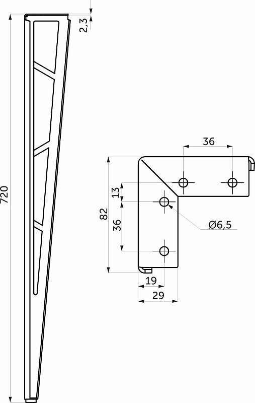 Опора мебельная TECHNO h720, черный муар, 1 упак 4 шт., AKS 112503