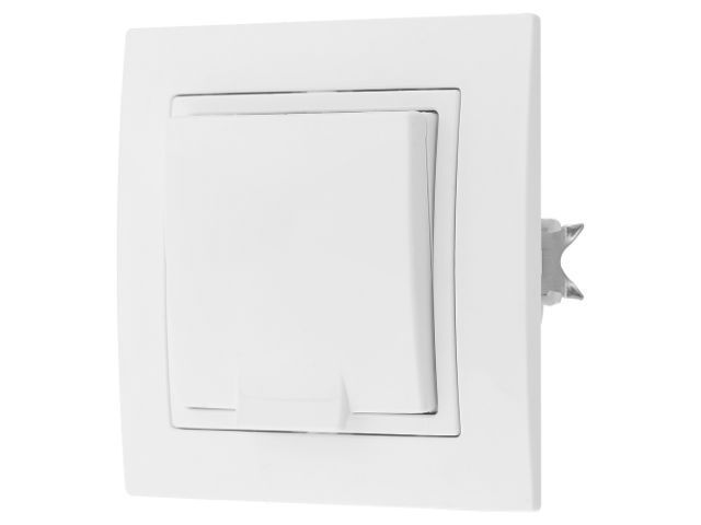 Розетка 1-ая с з/к крышкой, скрытая, с/з, з/ш,брызг. защ. белая, Уют, Bylectrica РС16-367