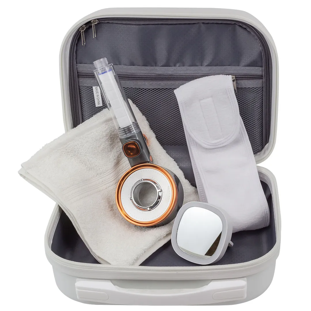 Набор, сумка белая 2149#+полотенце+зеркало52870+повязка на голову на липучке+лейка для душа52057 La and Te beaute LT2Bag