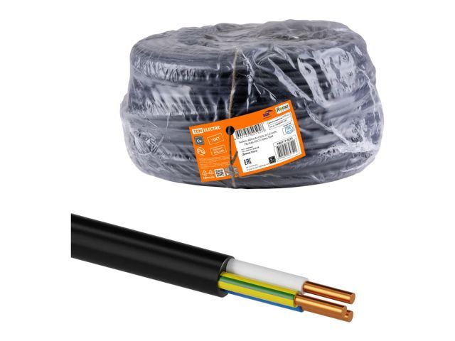 Кабель ВВГнг, А-LSLTx 3х1,5 ок, N, PE-0,66 ГОСТ, 100м, черный TDM SQ0117-0233