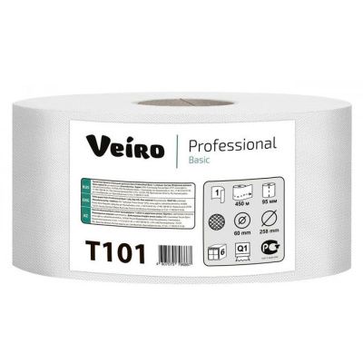 Бумага туалетная "Veiro Professional Basic", 1 слой, 450 м