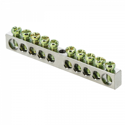 Шина PEN "ноль-земля" (6x9мм) 10 отв, цинк крепеж по центру EKF PROxima sn1-63-10