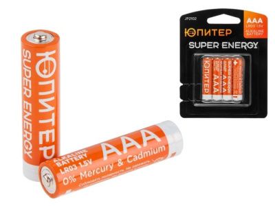 Батарейка AAA LR03 1,5V alkaline 4 шт. Юпитер JP2102