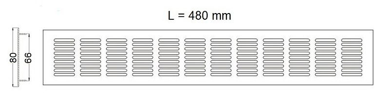 Решетка вентиляционная 480х80мм темно-коричневая алюминий AKS 115995