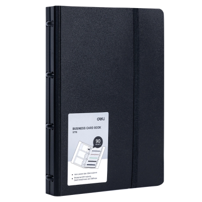 Визитница настольная "Deli", 140х198 мм, 90 карт, черный