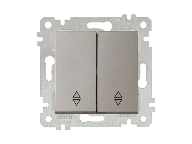 Выключатель проходной 2-клав., скрытый, без рамки, пруж. зажим, титан, RITA, 10 A, 250 V, IP 20, Mutlusan 22004040183