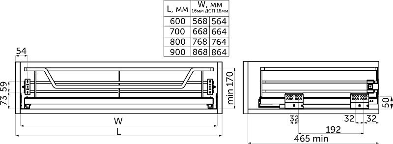 Выдвижная корзина 600 FOCUS, графит PRIME by AKS 114062