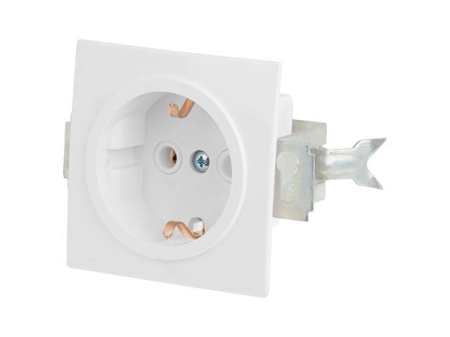 Розетка 1-ая, скрытая, с/з, белая, Стандарт, RS 16-133-1-Б, механизм, Юпитер JP7422-01