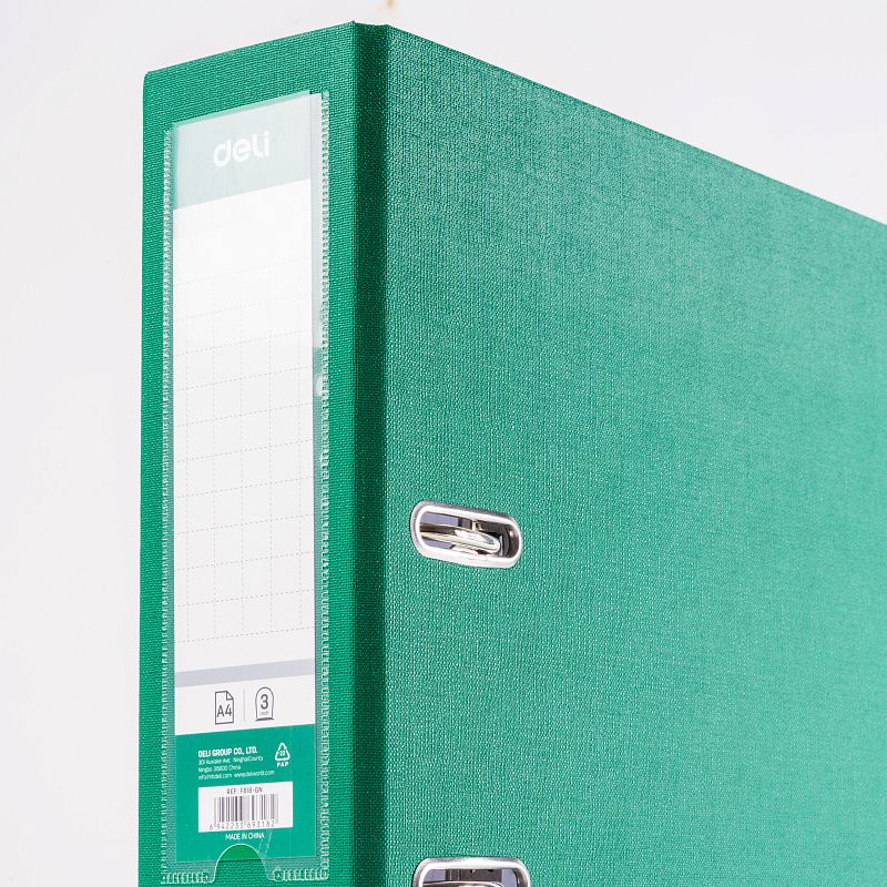 Папка-регистратор "Deli", А4, 75 мм, зеленый