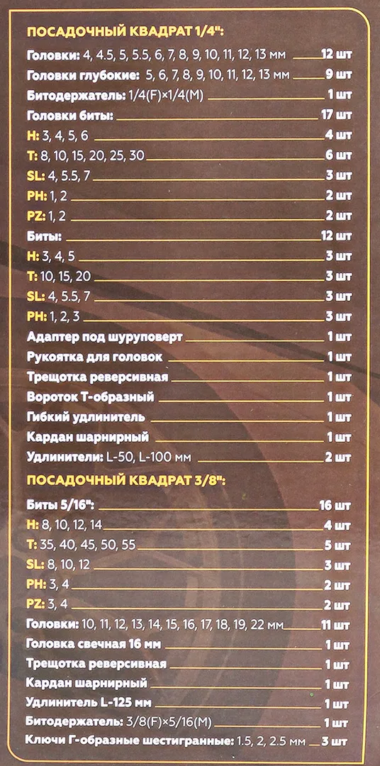 Набор инструментов 94 пр 1/4''&3/8'' 6-гр. FORSTIME FT-4941-5DS