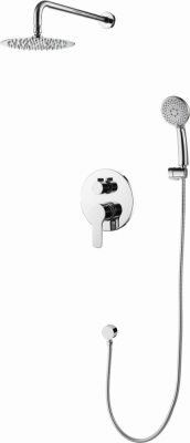 Душевая система встраиваемая со смесителем без излива и тропическим душем, латунь, хром Ledeme L2403-2
