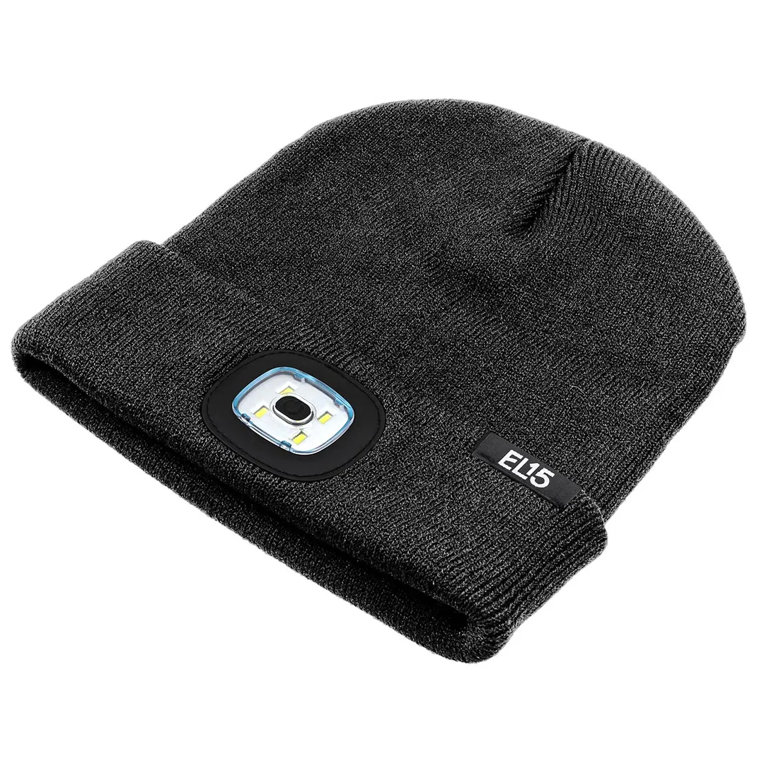 Шапка со сьемным фонариком, серая, 21х23см 1Вт, 3 реж.раб., 120Лм, время раб 2-3 ч EL15 444 (Grey)