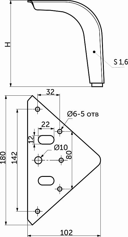 Опора мебельная мет. DELI h150 угловая матовое золото AKS 113014