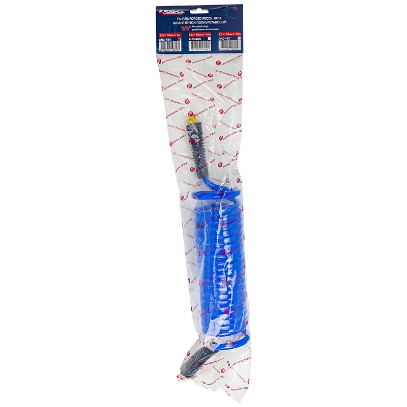 Шланг витой полиуретановый 6,5х10 мм, 5 м с резьбовыми наконечниками 1/4'' Forsage F-AHC-48A