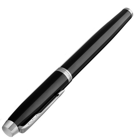 Ручка перьевая "Parker IM Black Lacquer CT", F, черный, серебристый, патрон синий