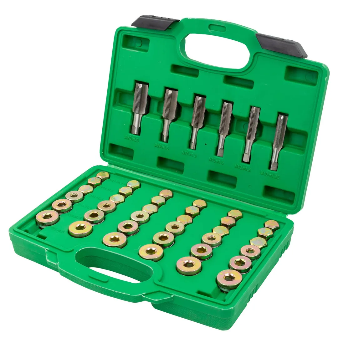 Набор метчиков и пробок для восстановления резьбы маслосливных отверстий 114 пр. RockForce RF-964G2