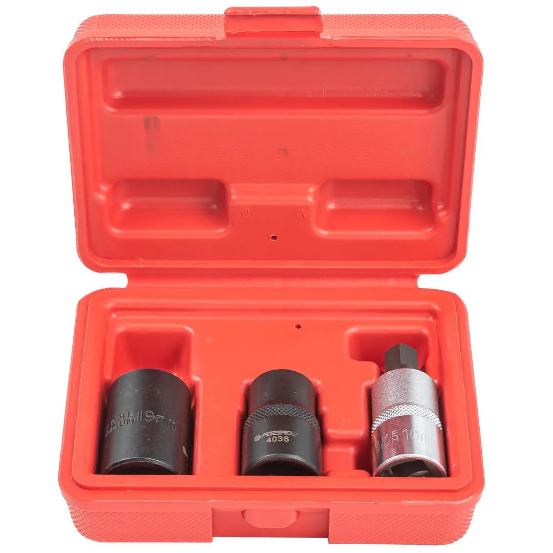 Набор головок для обслуживания тормозной системы автомобиля 1/2" 3 пр., 14, 19 мм - 5гр., М10 - 5 гр., Forsage F-4036