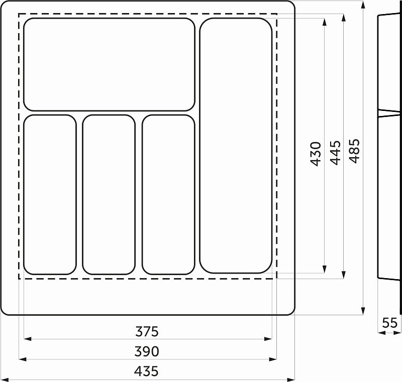Лоток для столовых приборов 500 PIXEL 435*485, белый AKS 117216